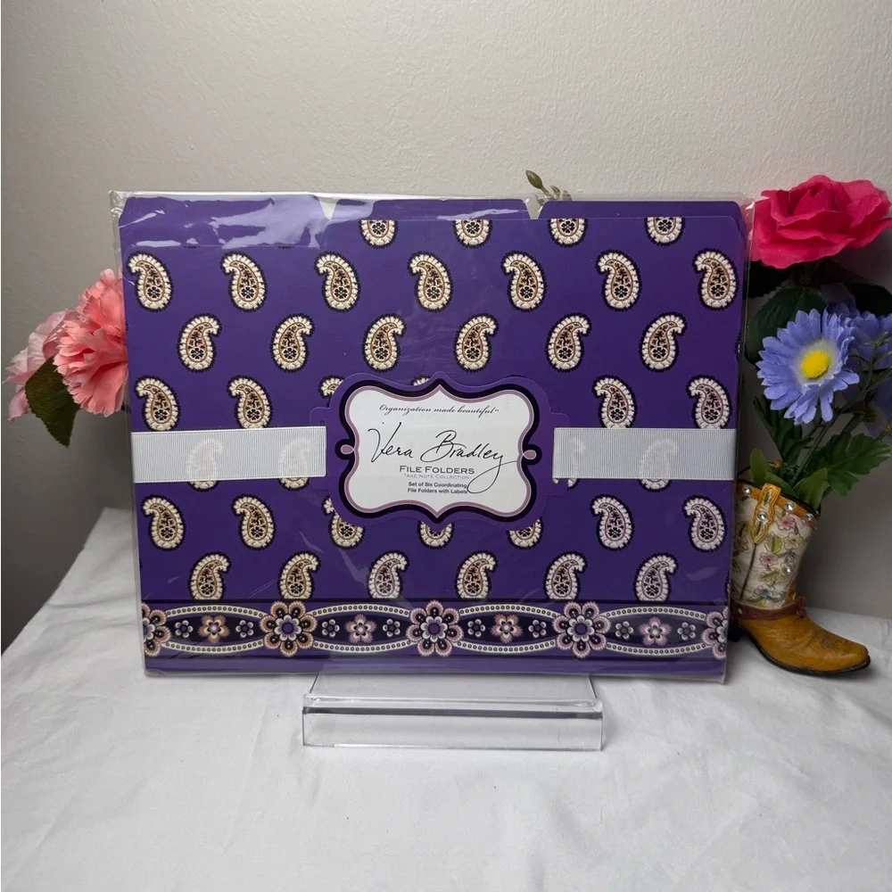 NWT Vera Bradley Simply Violet File Folders Retired Pattern